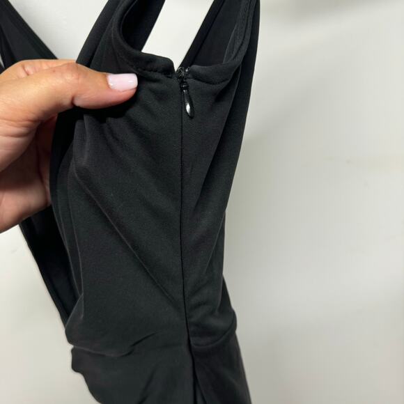 Tobi Black Slinky Mini Dress Sleeveless V Neck Sexy Wrap Knot Size Small - Picture 6 of 12